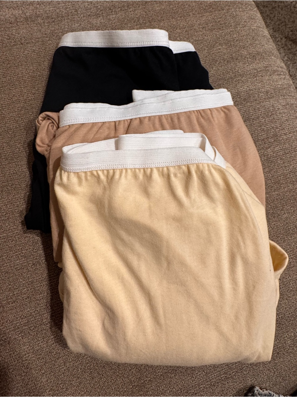 Breezies Six-Pack Cotton Panties in Black, Tan, Cream 2 each color Size 9